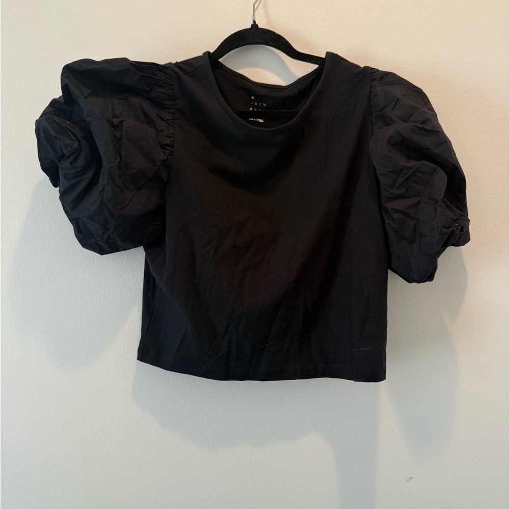 Target Black Puff Sleeve Crop Top